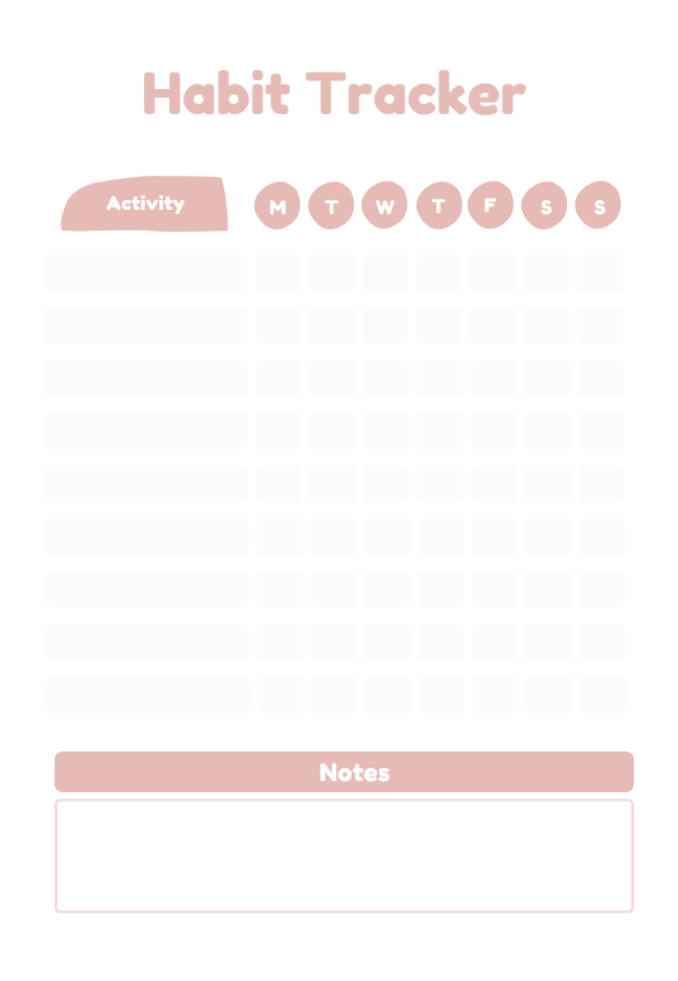 Digital Weekly Habit Tracker - A5