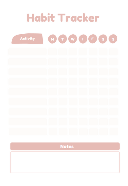 Digital Weekly Habit Tracker - A5