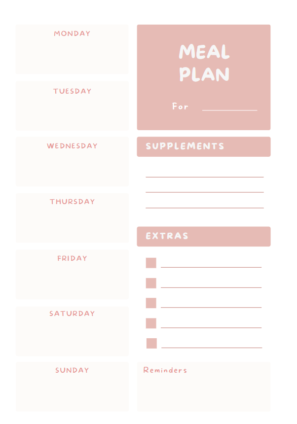 Digital Weekly Meal Planner Notepad - A5